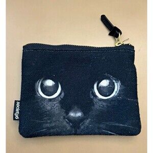 Society6 Black Cat Face Makeup Bag Zipper Pouch 7 in x 4 in Black Big Eyes